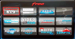 Le menu de la Freebox