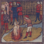 Jacques de Molay et Geoffroy de Charnay sur le bûcher