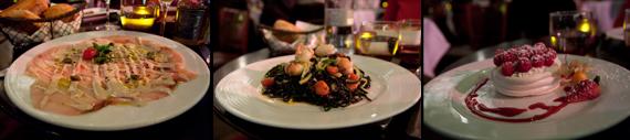 Carpaccio, tagliolini et meringue