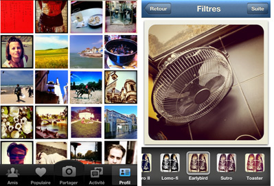 Interface d'Instagram